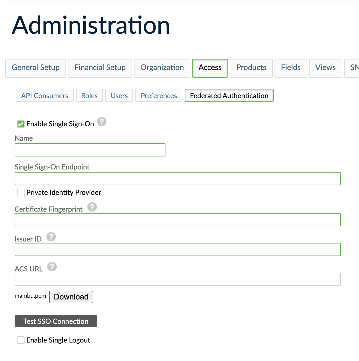 Setting up federated authentication in Mambu UI